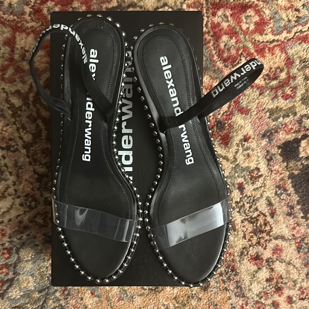 Alexander Wang Black Studded Sandals Flat Sole
